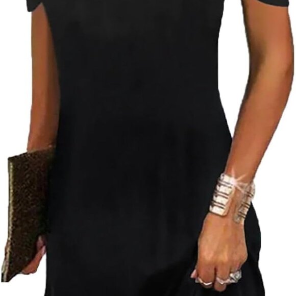 Women Cold Shoulder Dress Summer Boho Floral V Neck Casual Vacation - Picture 1 of 5